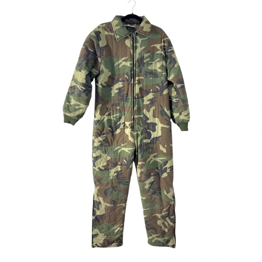 Vintage Black Sheep Camo Insulated Coveralls Jumpsuit Medium Hunting Utility - Picture 1 of 9